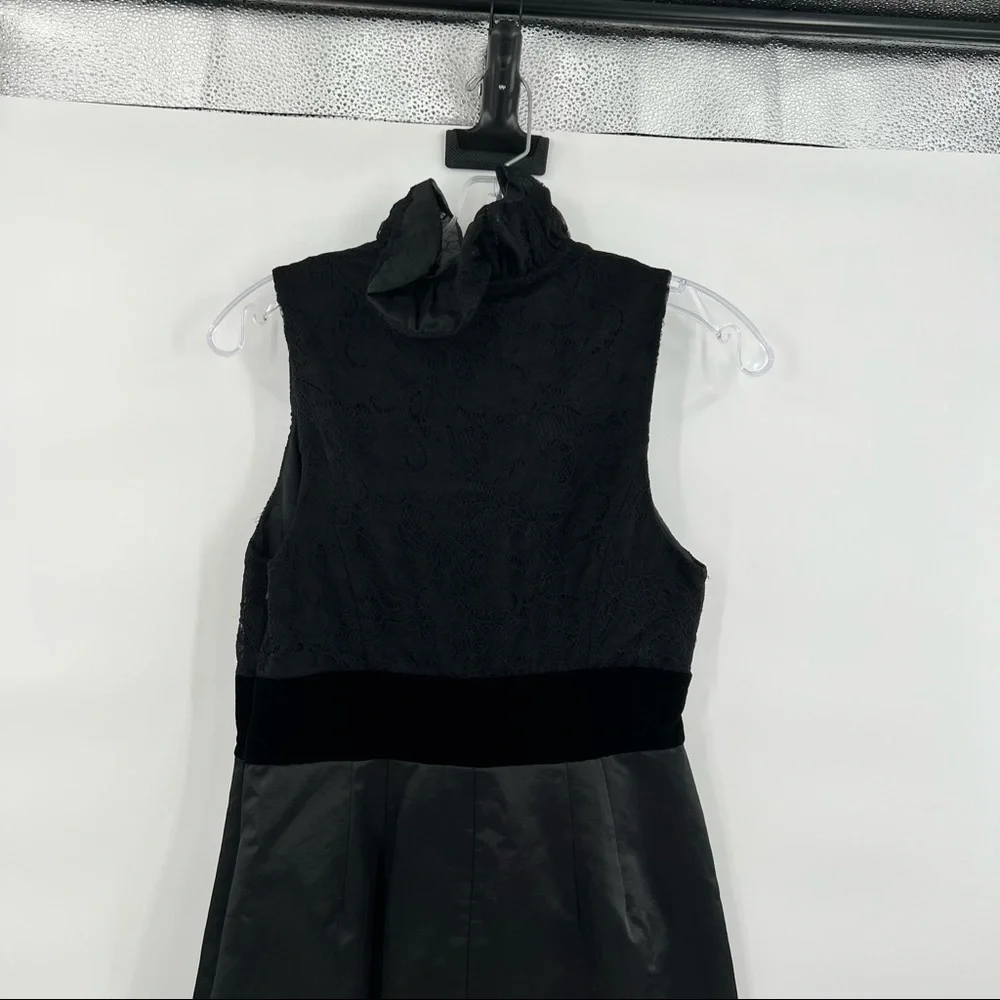 Frock Tracy Reese black ruffle collar seude belt sleeveless dress 4